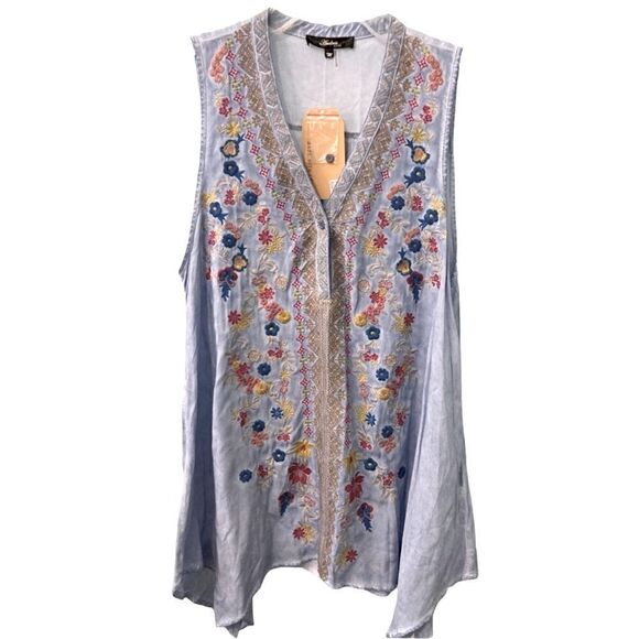 ANDREE BY UNIT Asymmetrical Sleeveless Top Size Medium - Picture 1 of 3